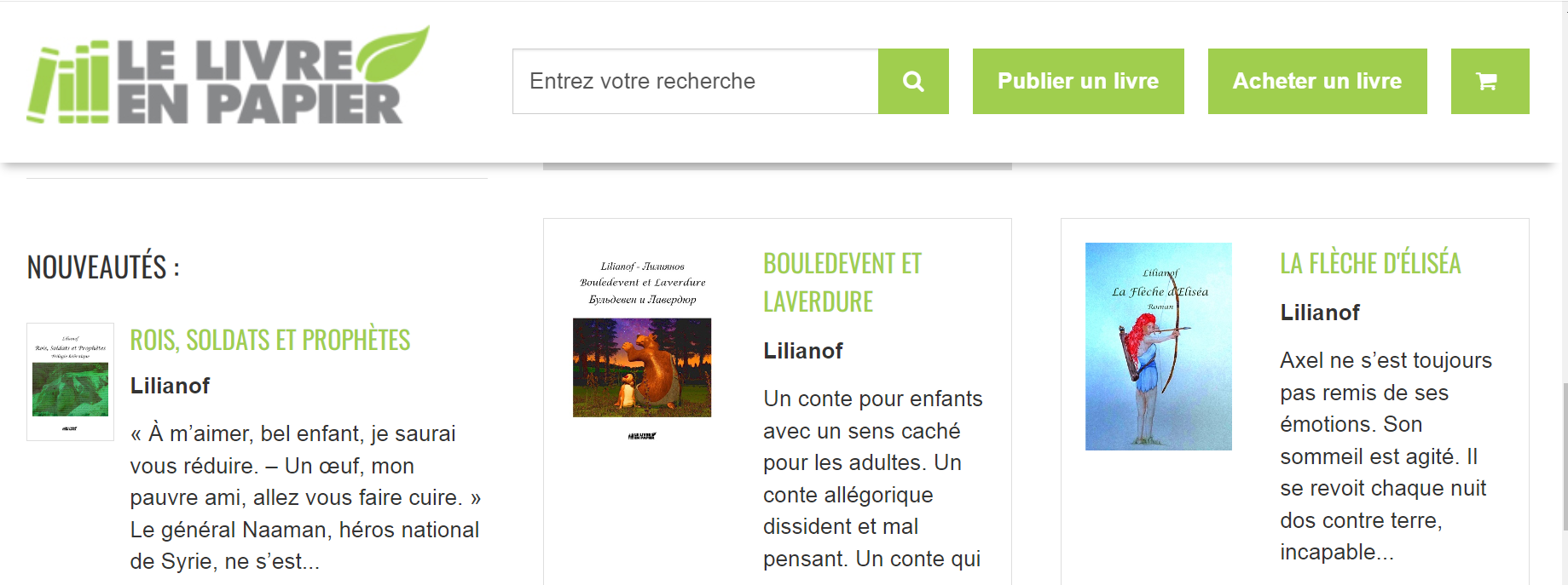 Je suis maintenant sur Le Livre en&nbsp;Papier